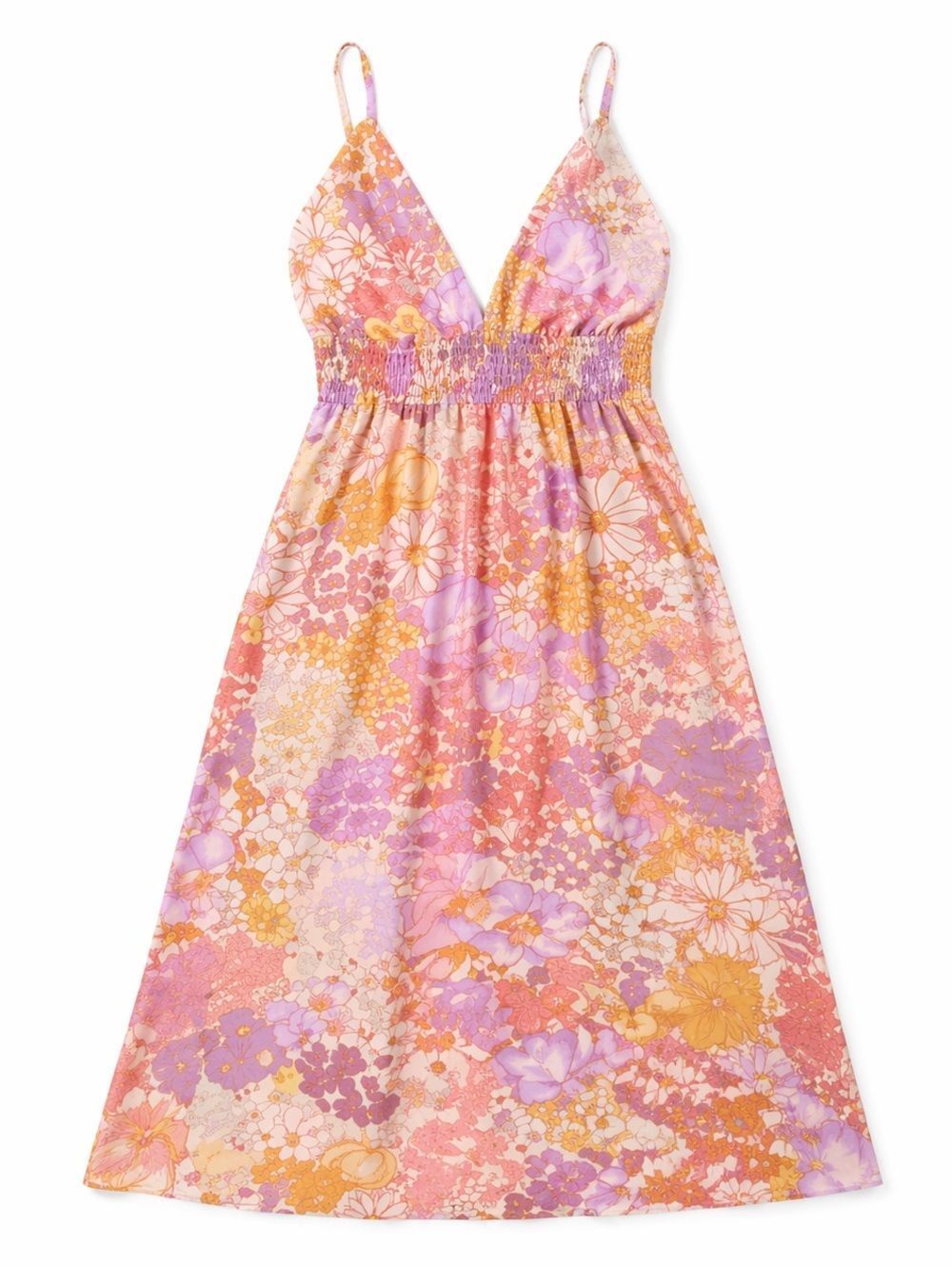 Boho Floral Maxi Dress Cutout Pink Orange Summer Romantic L Liberty Love